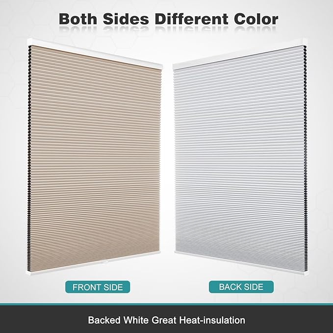 Changshade Blackout Blinds, Cordless Cellular Shades, Honeycomb Blackout Shades, Room Darkening Blinds, Pull Down Window Shades, Easy to Install Honeycomb Window Blinds for Home&Office, Beige