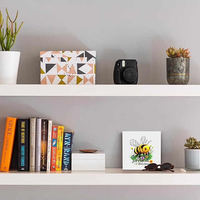 Bumble Bee Decor Wooden Box Sign Decorative, Home Room Desk Decorations For Teens Teenage Girls Age 8-12, Bee Lovers Themed Gifts Stuff Accessories Things Merchandise Items!