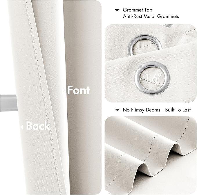 MIULEE Ivory Blackout Curtains - Bedroom Window Treatment Curtains Thermal Insulated Room Darkening Drapes for Living Room Kitchen Grommet Light Blocking Drapery, 40 x 45 Inches Long, 2 Panels