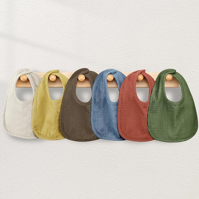 Wrrernsin Muslin Baby Bibs for Unisex Boys Girls, Cotton Drool Bibs, Adjustable Newborn Bibs for Drooling and Teething