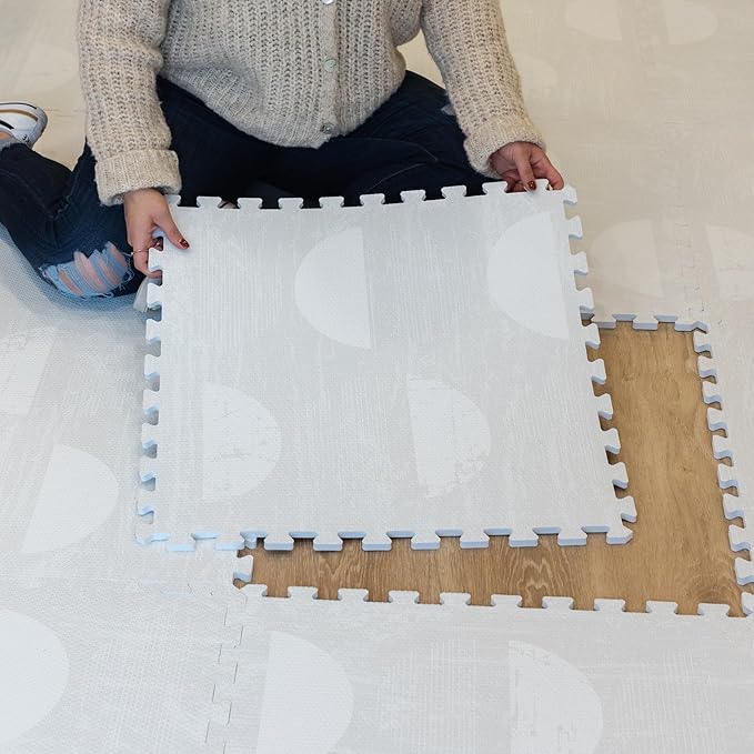 Baby Play Mat for Floor - Aura Pearl (6x6ft) - Premium EVA Foam Play Mat for Babies & Toddlers (Ages 0-5+) Non-Toxic Playmat for Tummy Time, Crawling & Playroom - Stylish & Comfortable