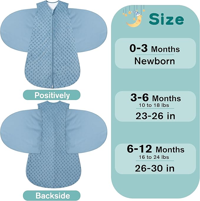 Fleece Newborn Sleep Sack Baby Swaddle,3-Way Adjustable Wearable Blanket,2 Pack Fleece Swaddling Sleeping Bag TOG 2.0， (Brown & Dark Green, 6-12 Months)