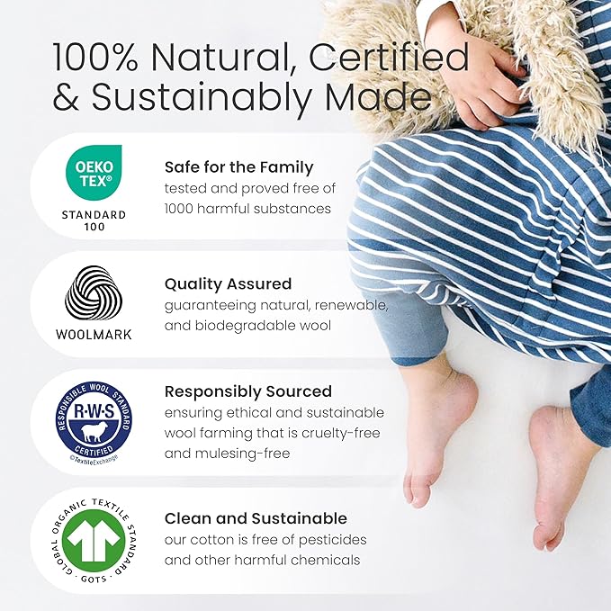 Woolino 4 Season Baby Sleep Bag with feet, Australian Merino Wool and Organic Cotton, 6-18 Months, Panda