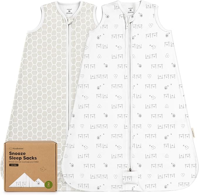 2-Pack Baby Sleep Sacks,Zipper Wearable Blanket - 0.5TOG Organic Cotton,Lightweight,Soft Cozy Toddler Sleeping Sack 6-12 months, Easy to Wear Large Newborn Transition Swaddles Sleepsacks (BumbleBear)