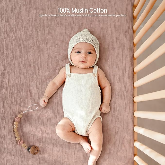 Lulu Moon Muslin Crib Sheets - Fitted Crib Mattress Sheets for Boys and Girl - 28"x 52", 2 Pack