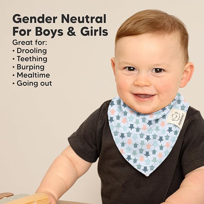 KeaBabies 8-Pack Organic Baby Bandana Bibs for Boys, Girls - Super Absorbent Triangle Baby Bibs for Drooling and Teething Infant, 100% Cotton Extra Soft for Newborn, Infant 0-36 Months (Mesozoic)