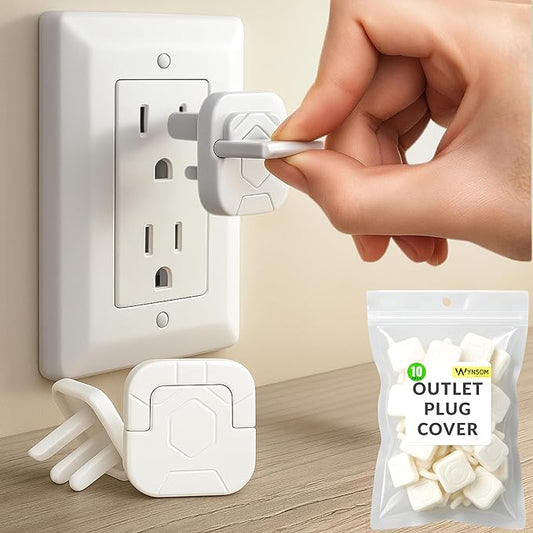 Outlet Covers Baby Proofing with Pull Handle - Plug Covers Baby Proofing- White Baby Proof Outlet Covers 3 Prong Child Proof Outlet Cover (White, 10 Count)