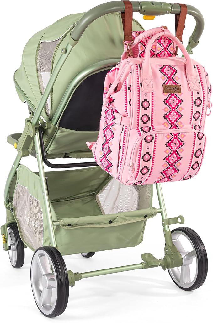 Montana West Wrangler Diaper Bag Backpack Aztec Travel Backpack Purses Western Multi-Function Baby Bags for Mom with Waterproof Insulated Pockets