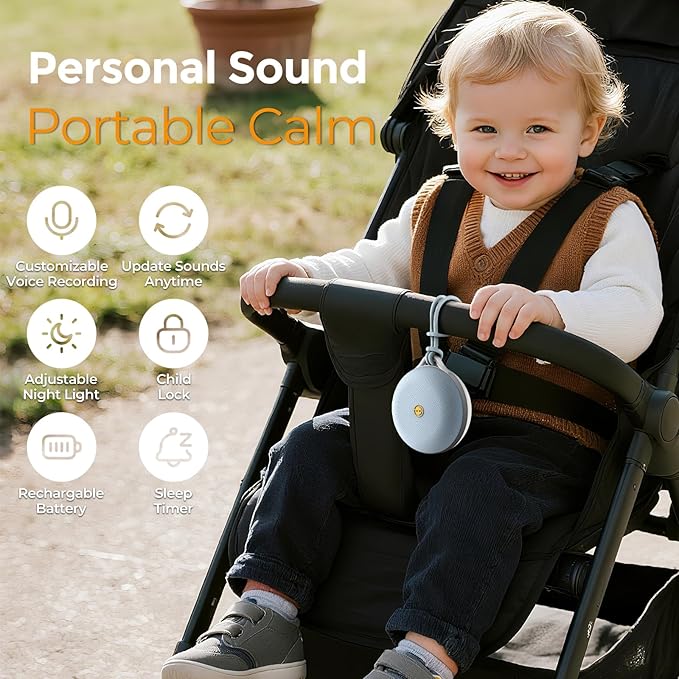 Gianna Portable White Noise Machine with Custom Voice Recording & App Control, Rechargeable Baby Sound Machine, Night Light, Timer, 12-Hour Battery for Sleep, Travel & Nursery