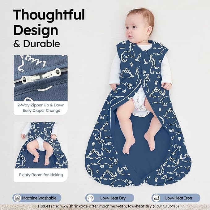 Yoofoss Baby Sleep Sack 18-24 Months 0.5 TOG Baby Wearable Blanket, 100% Organic Cotton Infant Toddler Sleeping Sack 2-Way Zipper Lightweight Sleep Sack, Grizzly