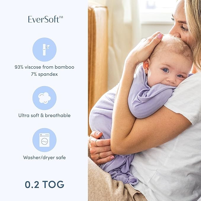 SleepingBaby Bamboo Zipadee-Zip Transition Swaddle – EverSoft Wearable Blanket with Two-Way Zipper for Easy Diaper Changes, X-Small 3-6 months, Lilac