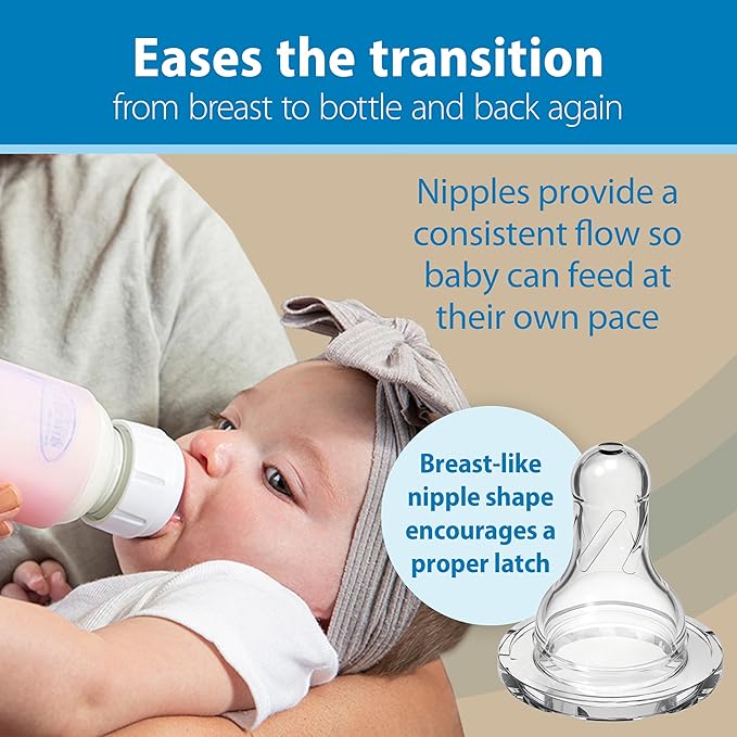 Dr. Brown's Anti-Colic Options+ Narrow Glass Baby Bottle with Level 1 Slow Flow Nipple, BPA-Free, 4 oz/120 mL, 0m+, 2 Count, 1-Pack