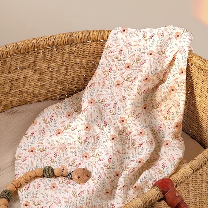 lulumoon Muslin Bassinet Sheets for Girls: Skin-Friendly Floral Bedside Bassinet Sheets for Baby - Fitted for Bedside Sleeper Mattress