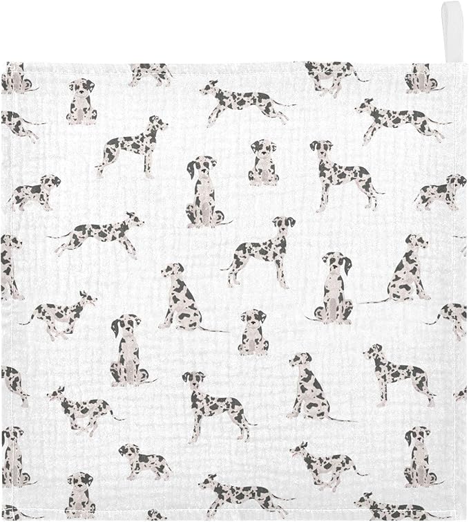 vvfelixl Baby Cotton Washcloths Great Dane Dog Infants Bath Towel for Unisex Face Towels for Newborn, Natural Baby Wipes Delicate Skin, 11.8 X 11.8 inch, one sizex5