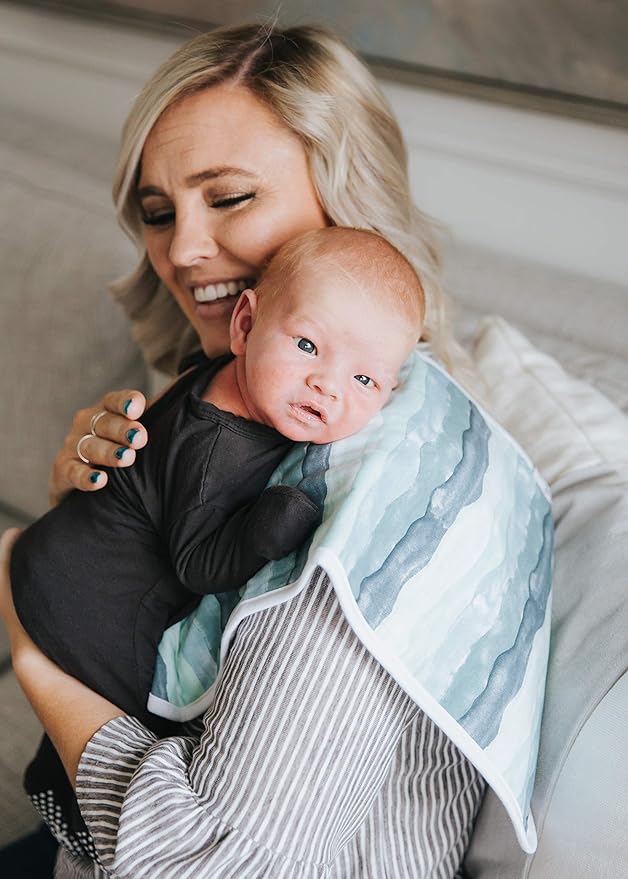 Copper Pearl Premium Baby Burp Cloths - 3-Pack Large Cotton Burp Cloths, Extra Soft Spit Up Rags with 3 Absorbent Layers, Perfect for Baby Boy Gifts (21" x 10" Size, Kai Set)