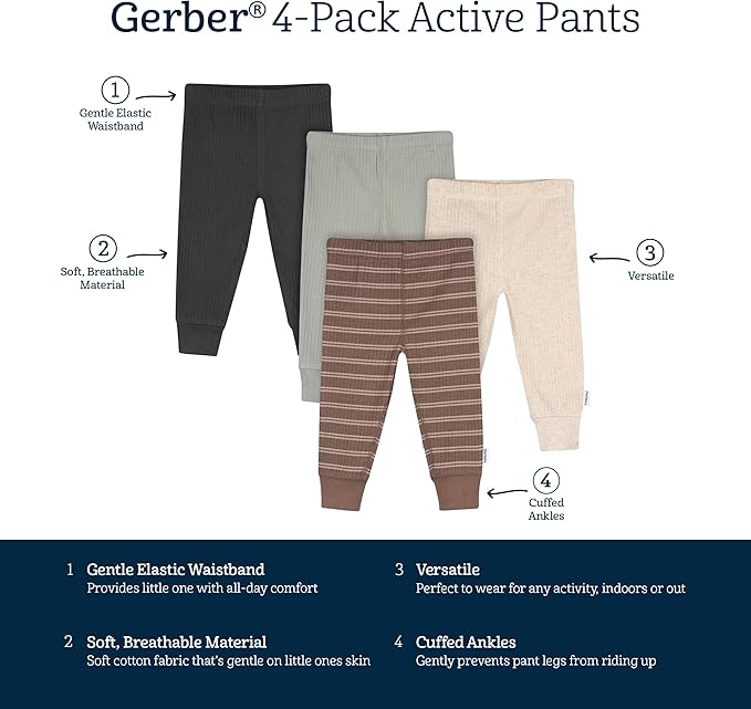 Gerber Baby Boys' 4-Pack Pants