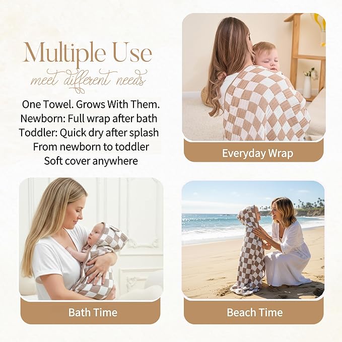 Ultra-Soft Muslin Toddler Hooded Towel - 55 x 28 Inches, Ideal for Bath & Beach, Suitable for Both Boys & Girls from Newborns to Toddlers