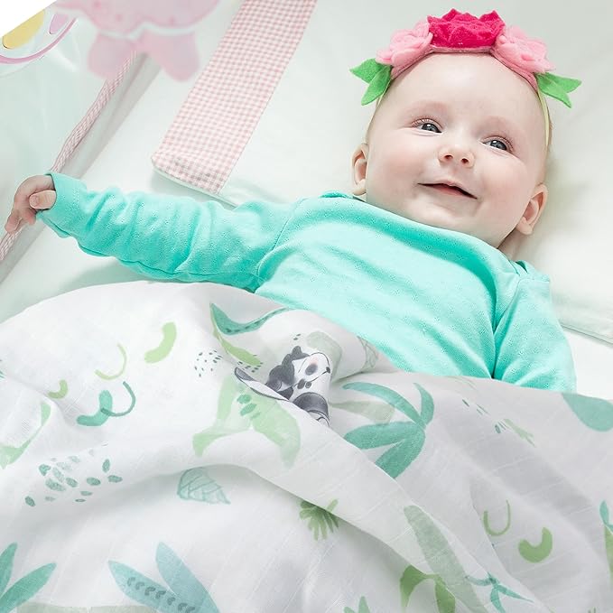 2-Pack Baby Swaddle Blankets, Soft & Breathable Muslin Swaddle for Newborns, 47 x 47 Inches, Unisex, Panda Prints