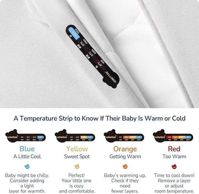 usbettas 1.0 Tog 2.5 Tog Baby Sleep Sack, 100% Cotton Baby Sleeping Bag 3-24M, 2-Way Zipper Baby Wearable Blanket