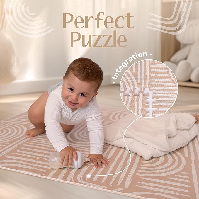 Baby Play Mat – Premium Foam Playmat for Babies & Toddlers, 67" x 48", Neutral Modern Look, Easy-Clean & Non-Toxic, Decor-Friendly Baby Floor Play Mat for Any Room. Co-Toddlery