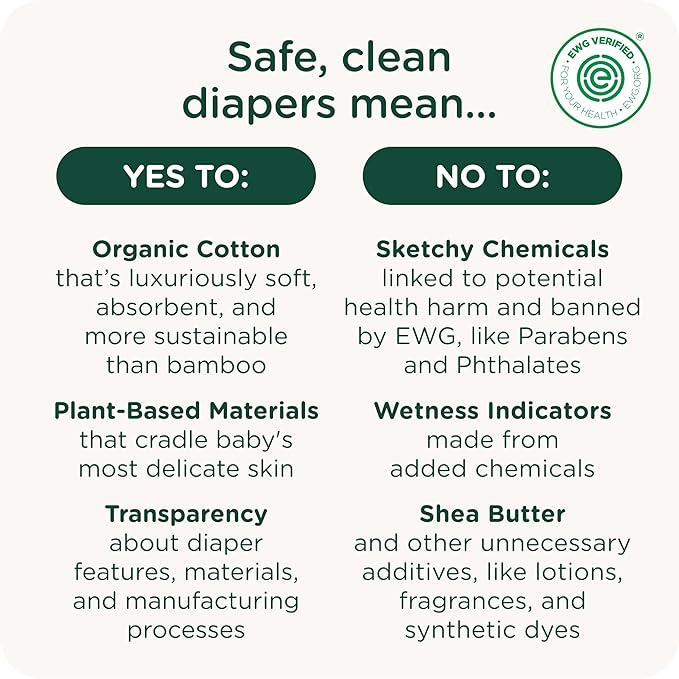 Our Diapers | The First EWG Verified & Microbiome-Friendly Diaper | 12-Hour Leak Protection | Made with Organic Cotton & Plant-Derived Materials | Totally Chlorine Free | Size NB (<10 lbs) 192 Count