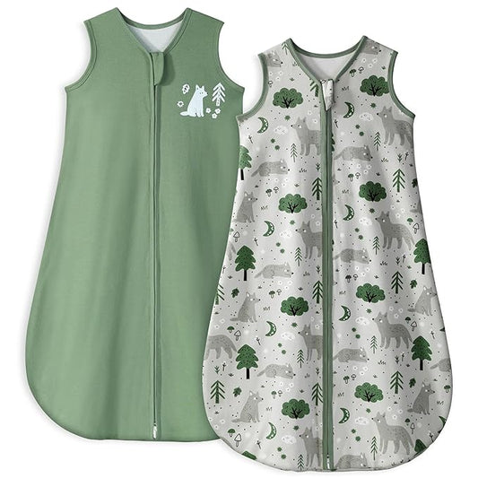 Yoofoss Baby Sleep Sack 18-24 Months TOG 1.0 Baby Wearable Blanket, 2 Pack 100% Organic Cotton Infant Toddler Sleeping Sack 2-Way Zipper Lightweight Sleep Sack