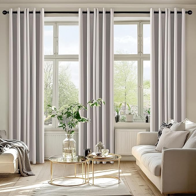 MIULEE Stone Blackout Curtains for Bedroom Living Room 84 Inches Long 2 Panels, Thermal Insulated Room Darkening Drapes Solid Grommet Noise Reduction Light Blocking Window Treatments 40x84 inch