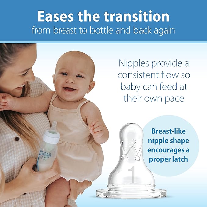 Dr. Brown’s Natural Flow Anti-Colic Options+ Narrow Breast to Bottle Pump & Store Feeding Set with Slow Flow Nipples, Baby Bottle Travel Caps and 100% Silicone HappyPaci One-Piece Pacifier, Blue