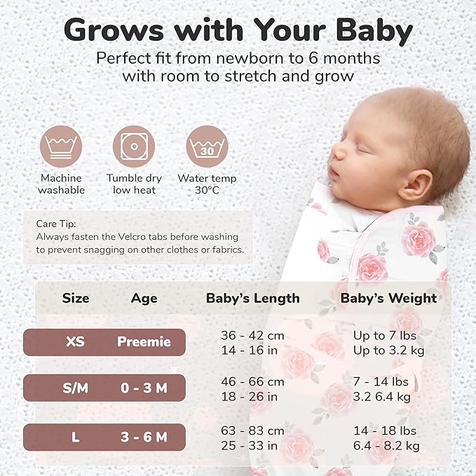 Mama Cheetah Preemie Swaddle Sack, Organic Swaddling Sleep Sacks for Preemies, Swaddle Blanket Wrap, Easy Swaddles for Premature Baby Girl 4-7 lbs, Newborn Essentials, 3-Pack, Cotton, Grey/Pink