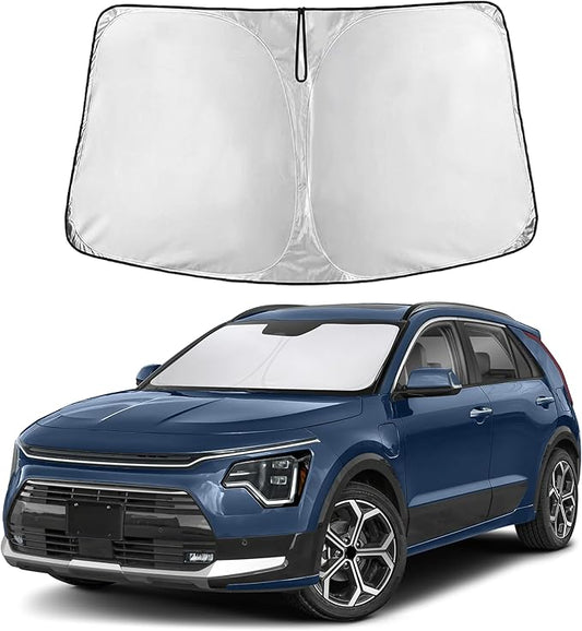 EcoNour Windshield Sun Shade Compatible for Kia NIRO 2017-2024 Front Window Sunshade Foldable Sun Visor UV & Heat Blocking Protection