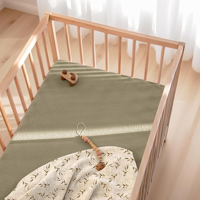 lulumoon Fitted Crib Sheets 2-Pack: Soft Muslin Cotton for Standard Crib - Boho Branch Print for Baby Boys Girls Nursery Bedding & Gift