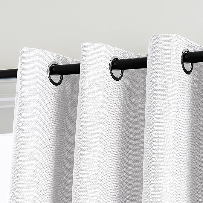 PrinceDeco Blackout Curtains for Bedroom – 100% Light Blocking Thermal Insulated Curtains 108 inch Length, Noise Reducing Energy Saving Drapes for Living Room,Nursery,2 Panels,55" W x108 L, White