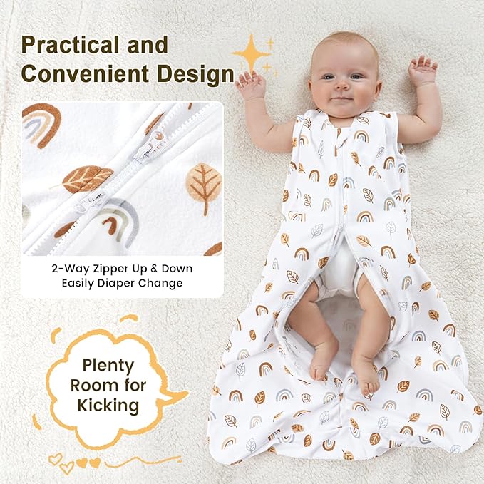 PHF 3 Pack Warm Micro-Fleece Baby Sleep Sack 6-12 Months, Soft Baby Wearable Blanket, 2-Way Zipper Sleeping Bags, Comfy Toddler Sleeping Sack for Boys, Medium Size, Woodland