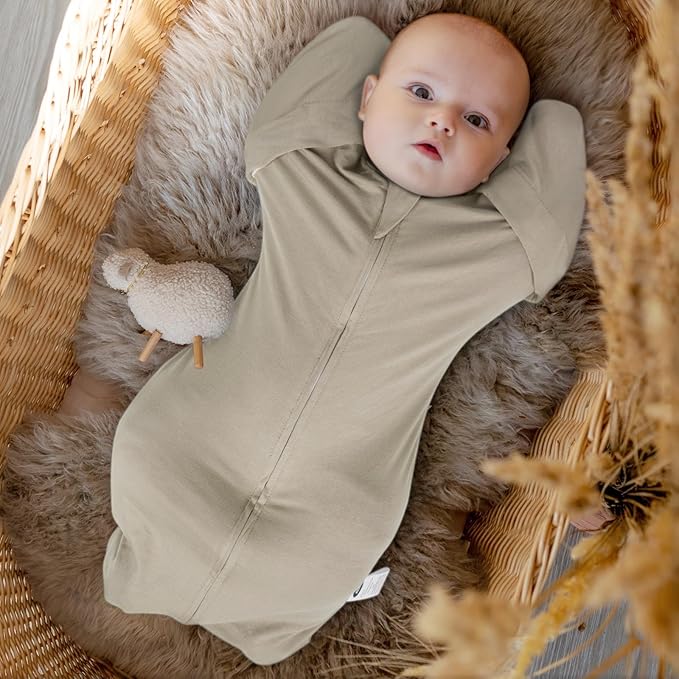 MEXXI Swaddle Baby Sleep Sack with Arms Up, Baby Transitional Swaddle with Double Zipper, 0.5 TOG, 13-19 lbs, M