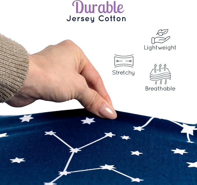 Fitted Unisex Crib Sheets (3 Pack) by GROW WILD - Jersey Knit Cotton Crib Sheets for Boys or Girls, 52” x 28” x 9” Crib Bedding Set (Moon, Stars and Constellation)