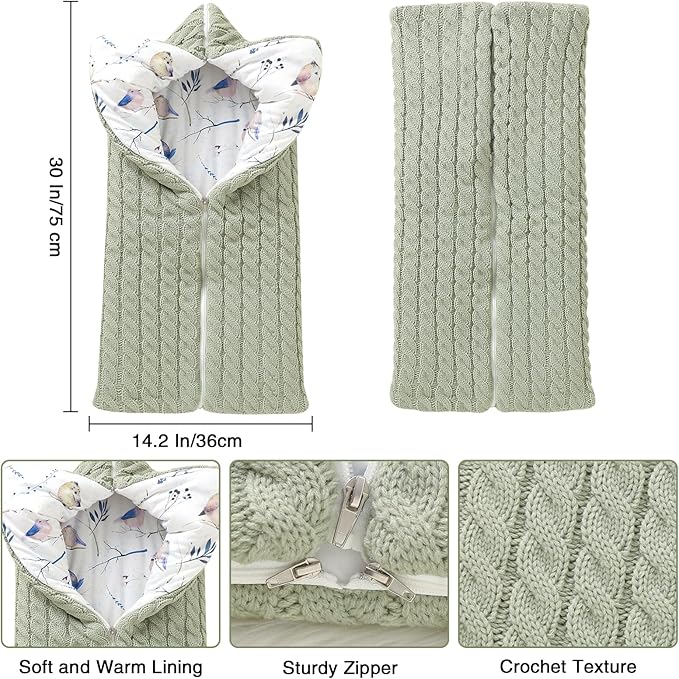 Yanmucy Baby Swaddle Blanket Multifunction Wrap Knitted Sleeping Bag Newborn Baby Receiving Blankets Stroller Wrap for 0-12 Months (Green)