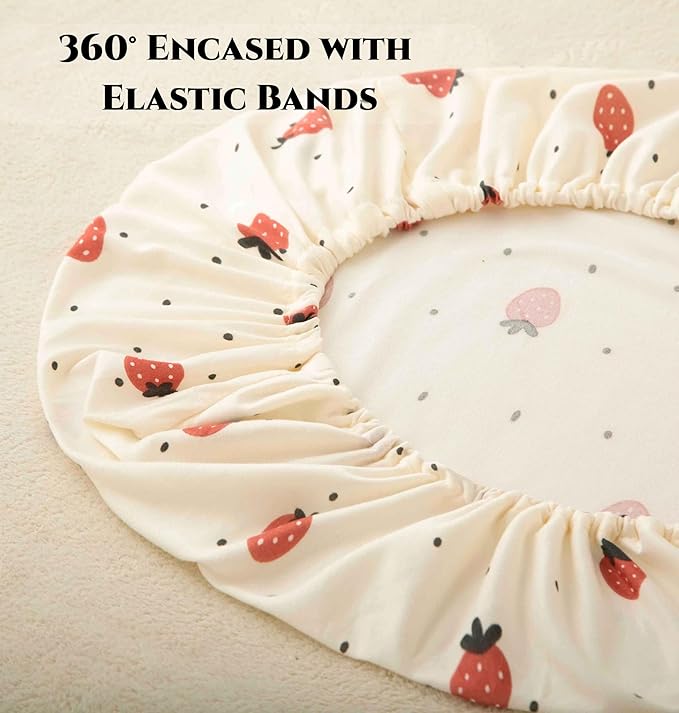 SDY Jersey Strawberry Bassinet Sheets for Baby Girls,32 "x 16 "x 4", 2 Pack,Pink Cute Kawaii Standard Oval/Retangle Fitted Bassinet Sheets for Toddler,Super Soft Breathable
