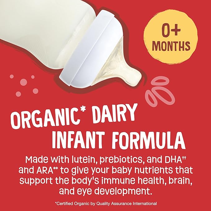 Earth's Best Organic Baby Formula for Babies 0-12 Months, Powdered Dairy Infant Formula with Iron, Omega-3 DHA, and Omega-6 ARA, 21 oz Formula Container