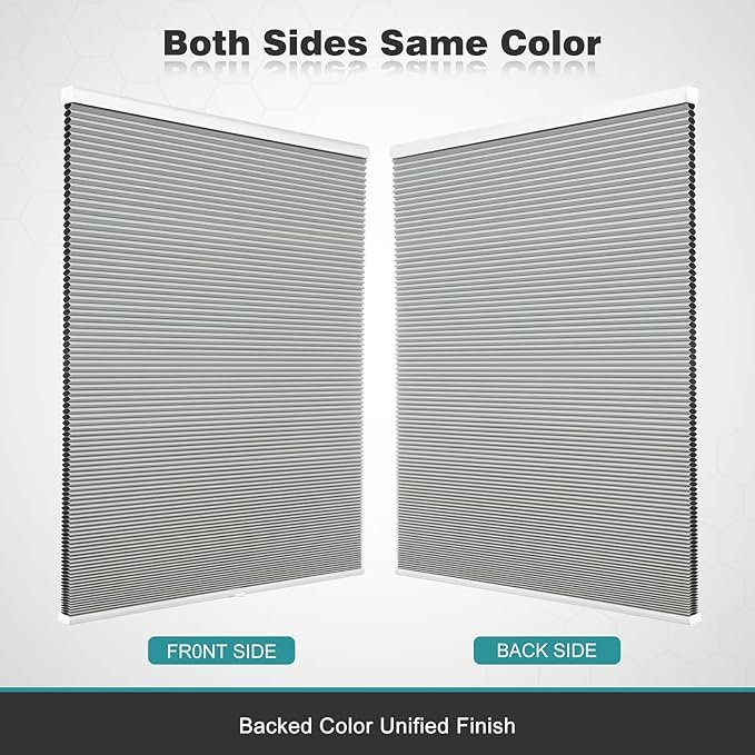 Changshade Blackout Blinds, Cordless Cellular Shades, Honeycomb Blackout Shades, Room Darkening Blinds, Pull Down Window Shades, Easy to Install Honeycomb Window Blinds, 24" W x 36" H, Grey