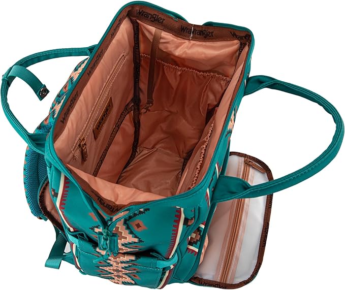 Montana West Wrangler Diaper Bag Backpack Aztec Travel Backpack Purses Western Multi-Function Baby Bags for Mom with Waterproof Insulated Pockets
