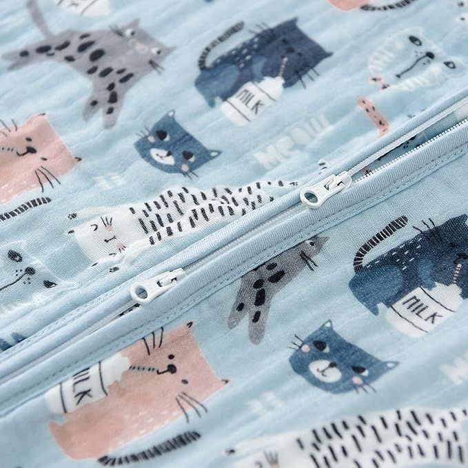 TADO MUSLIN Baby Sleep Sack 2-4 T Baby Wearable Blanket 100% Organic Cotton 0.5 TOG Toddler Sleep Sacks 2- Way Zipper Soft 4 Layers Muslin 2T 3T 4T Kitten Cat