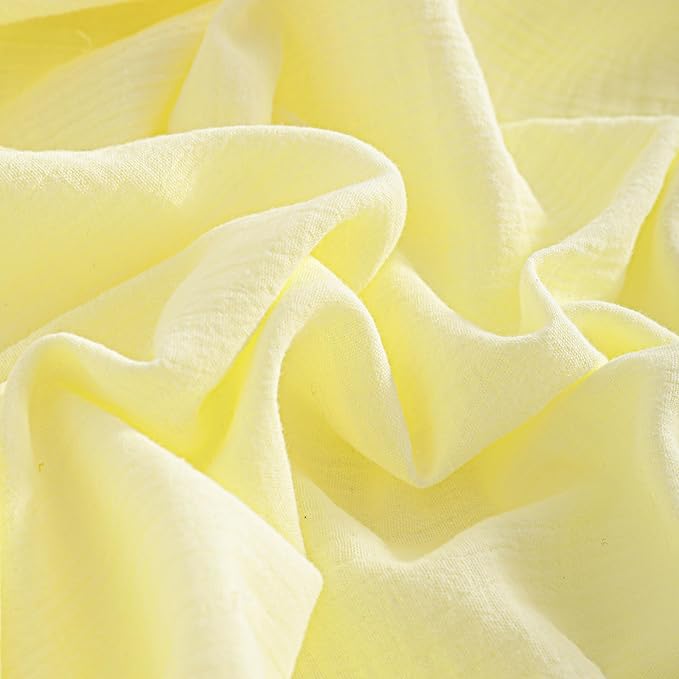 NTBAY 2 Pack Muslin Cotton Mini Crib Sheets, Soft and Breathable Double Layer 24x38 Baby Crib Sheets for Mini Crib and Toddler Mattresses, Boys, Girls, Unisex, Light Yellow, 24x38 Inches