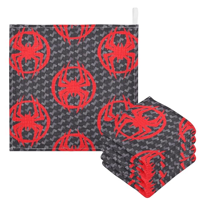 vvfelixl Baby Muslin Washcloths Red Spiders Silhouettes Baby Burp Cloths Cotton Baby Face Towel for Newborn Infants Boys Girls Soft and Absorbent 11.8 X 11.8 in, 3 Pack