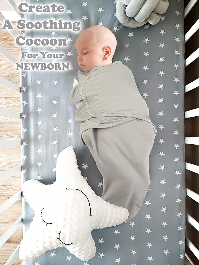 Bublo Baby Swaddles for Newborns – 3-Pack Infant Swaddles 3-6 Months – Adjustable Swaddle Sleep Sack – Soft Organic Cotton Baby Wrap for Safe & Cozy Sleep (Solid Grey)