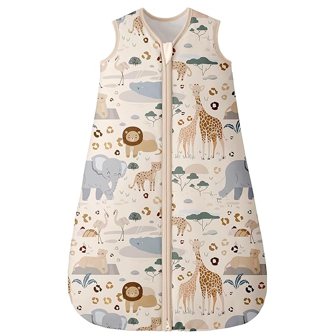 Unnivoll Baby Sleep Sack 18-24 Months TOG 2.5 Winter Baby Wearable Blanket, 100% Cotton Toddler Sleeping Sack with 2-Way Zipper Warm Soft Apricot Zebra