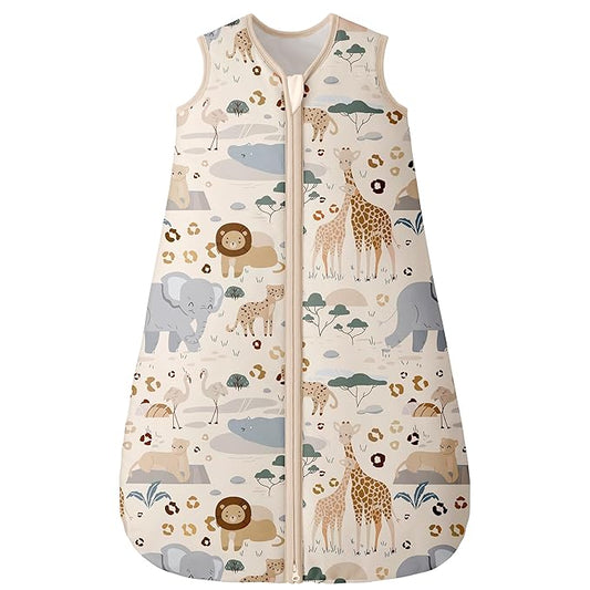 Unnivoll Baby Sleep Sack 18-24 Months TOG 2.5 Winter Baby Wearable Blanket, 100% Cotton Toddler Sleeping Sack with 2-Way Zipper Warm Soft Apricot Zebra