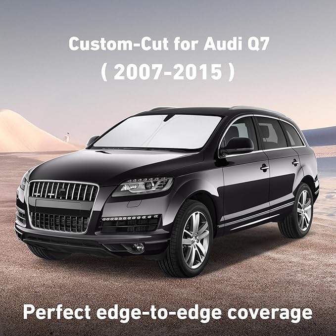 Econour Windshield Sunshade for Audi Q7 2007-2013 2014 2015, Sun Visor for Front Windshield & Window Sun Shade Cover, UV Heat Blocker & Protector, Car Accessories