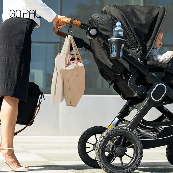 Go Pal 2 Pack Stroller Hooks for Bags, Baby Stroller Clips and Hooks Carry 33lbs Per Stroller Hook, Adjustable Stroller Carabiner Clip for UPPAbaby, DOONA, Baby Jogger, Britax, Chicco