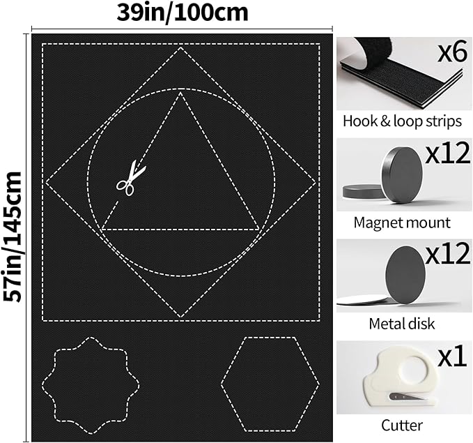 100% Blackout Curtains for Bedroom, Magnetic Portable Blackout Shades for Travel, Black Out Window Cover No Drill Cuttable for Bedroom, Nursery, Media Room, RV, 39x57 inch