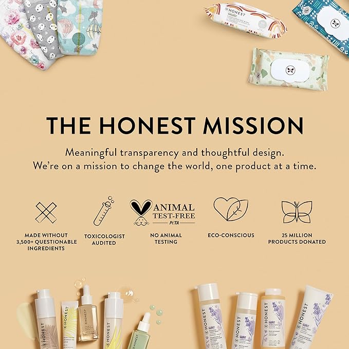 The Honest Company Unscented Wipes Over 99% Water Compostable Plant-Based Baby Hypoallergenic for Sensitive Skin EWG Verified Geo Mood 72 Count
